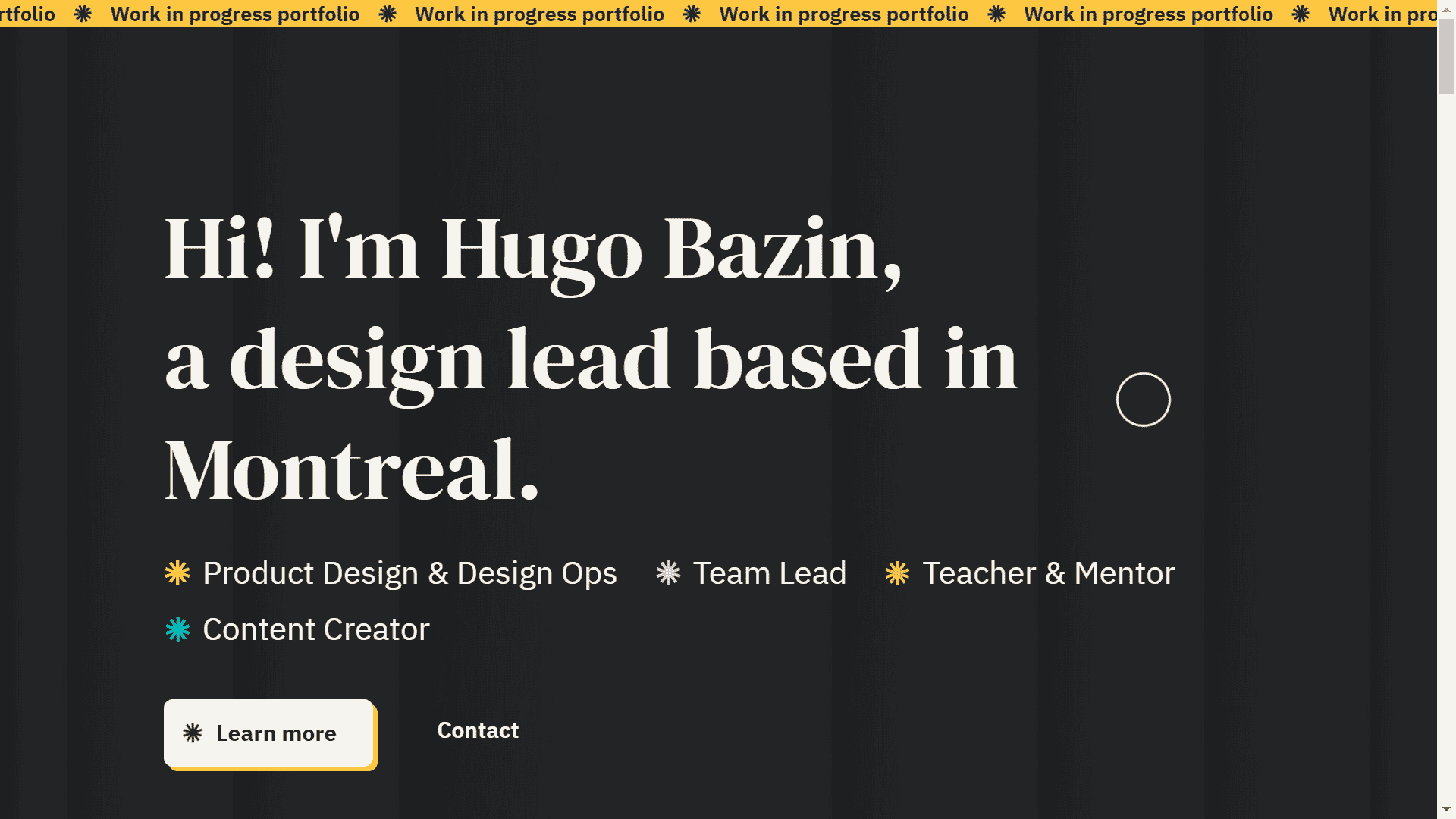 A screenshot from the website "hugobazin.com"